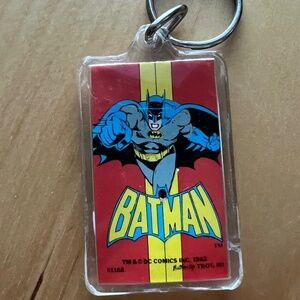 Vintage Batman Plastic Keychain Keyring 1982 DC Comics